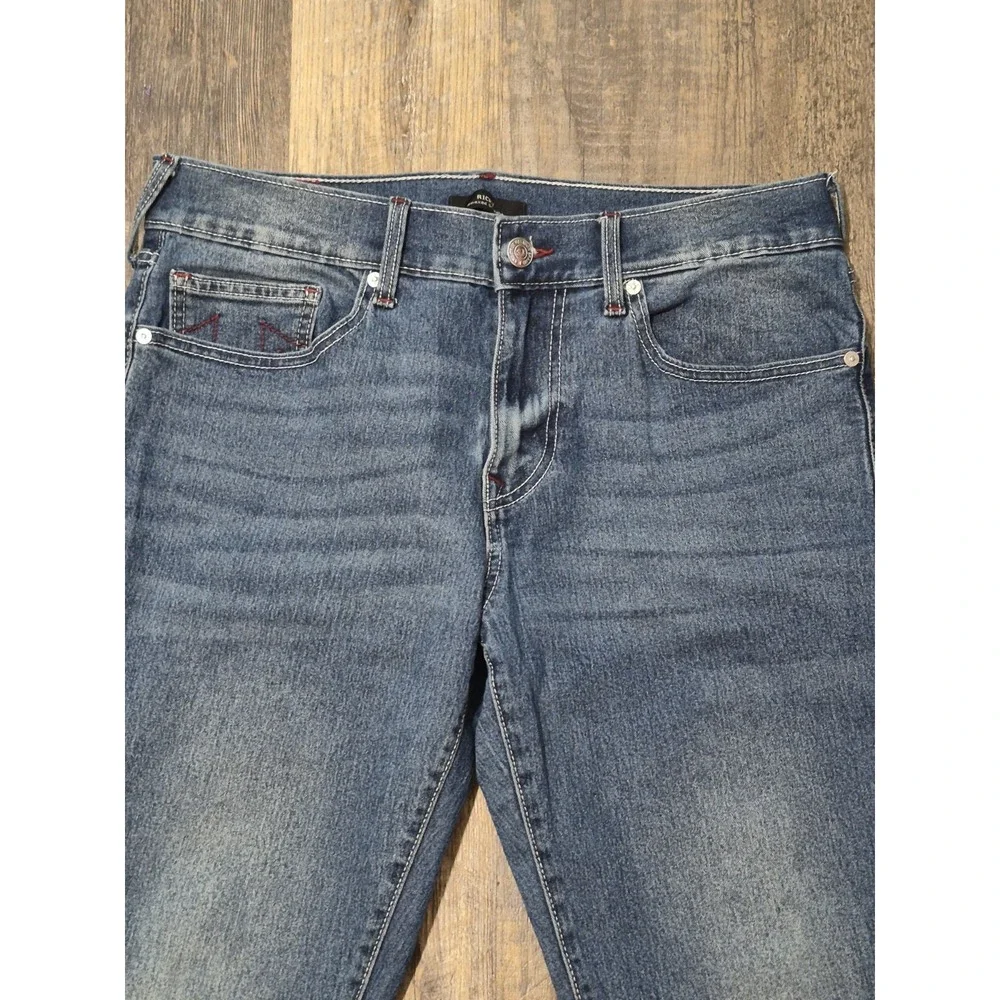 True Religion Ricky Relaxed Straight Jeans Medium Wash Men's 34x32 Blue Denim
